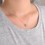 *H-shaped Moissanite Pave Pendant Only Geometric Necklace Charm - Image 3