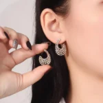 Pavé Lab Diamond Statement Drop Earrings in 18k Yellow Gold(Earring backs not included) - Image 8