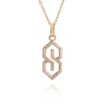 Geometric S Shaped Pendant Necklace Featuring Tapered Baguette Cut Moissanite Accents (pendant only)