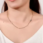 Vintage Contrast Cross Choker | Round-Cut Lab Diamonds with 18K Gold Beads​ - Image 2