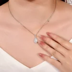 ​Celestial Pear Diamond Pendant | 18K White Gold Pear Lab Diamond & Stardust Halo​（pendant only）