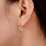 Pear-shaped Tassel Earrings | Pear-Cut Lab Diamond Tassel Hoops in 18K Yellow Gold - Image 3