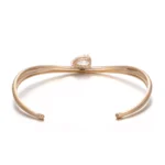 *Modern Sculptural Pear Cut Moissanite Solitaire Open Cuff Bangle Bracelet - Image 3