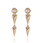 Modern Geometric Spike Drop Earrings with Marquise Moissanite Accents