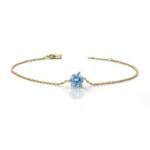 0.6CT Classic Round Cut Blue Moissanite Bracelet with Elegant Minimalist Chain