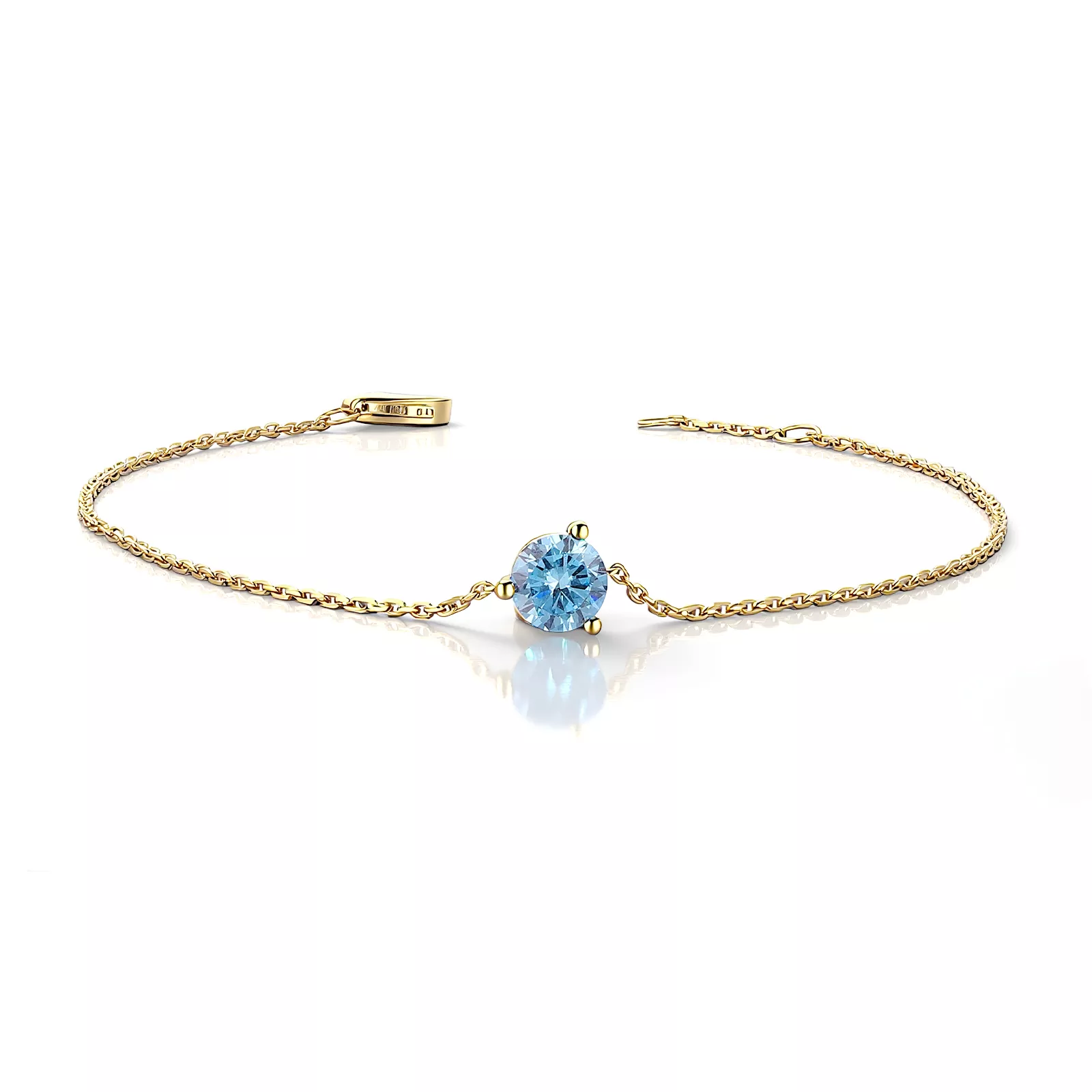 IMG_2366 0.6CT Classic Round Cut Blue Moissanite Bracelet with Elegant Minimalist Chain - Image 1