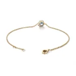 0.6CT Classic Round Cut Blue Moissanite Bracelet with Elegant Minimalist Chain - Image 2