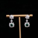 *Luxurious Floral Cushion Cut Emerald and Moissanite Drop Earrings - Image 2