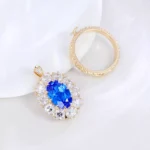 Dual Use 3.6ct Oval Lab Sapphire Pendant Necklace and Ring, Versatile Anniversary Jewelry - Image 4