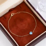 0.6CT Classic Round Cut Blue Moissanite Bracelet with Elegant Minimalist Chain - Image 3