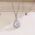 ​Celestial Pear Diamond Pendant | 18K White Gold Pear Lab Diamond & Stardust Halo​（pendant only）