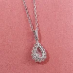 ​Celestial Pear Diamond Pendant | 18K White Gold Pear Lab Diamond & Stardust Halo​(pendant only) - Image 6