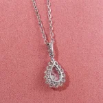​Celestial Pear Diamond Pendant | 18K White Gold Pear Lab Diamond & Stardust Halo​（pendant only）