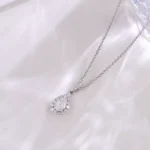 ​Celestial Pear Diamond Pendant | 18K White Gold Pear Lab Diamond & Stardust Halo​(pendant only) - Image 7