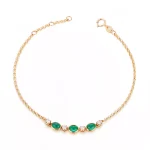 Delicate Oval Emerald and Diamond Station Bracelet in 18k Yellow Gold