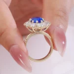 Dual Use 3.6ct Oval Lab Sapphire Pendant Necklace and Ring, Versatile Anniversary Jewelry - Image 6
