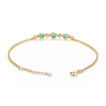 Delicate Oval Emerald and Diamond Station Bracelet in 18k Yellow Gold