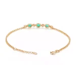 Delicate Oval Emerald and Diamond Station Bracelet in 18k Yellow Gold - Image 2