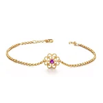 18k Yellow Gold Vintage Filigree Flower Bracelet with Pink Sapphire