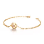 18k Yellow Gold Vintage Filigree Flower Bracelet with Pink Sapphire - Image 2