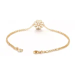 18k Yellow Gold Vintage Filigree Flower Bracelet with Pink Sapphire