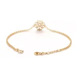 18k Yellow Gold Vintage Filigree Flower Bracelet with Pink Sapphire - Image 3