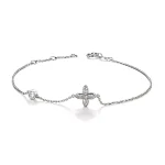 18k White Gold Marquise Diamond Clover Station Bracelet