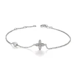 18k White Gold Marquise Diamond Clover Station Bracelet
