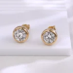 Classic Round Diamond Studs | Round-Cut Lab Diamond Earrings in 18K Yellow Gold(Earring backs not included) - Image 8