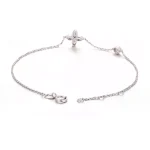 18k White Gold Marquise Diamond Clover Station Bracelet