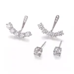 Versatile Round Lab Diamond Ear Jacket Earrings in 18k White Gold (Earring backs not included) - Image 2