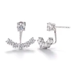 Versatile Round Lab Diamond Ear Jacket Earrings in 18k White Gold (Earring backs not included) - Image 3