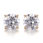 Classic Round Lab Diamond Stud Earrings in 18k Yellow Gold | With UFO Earring Backs
