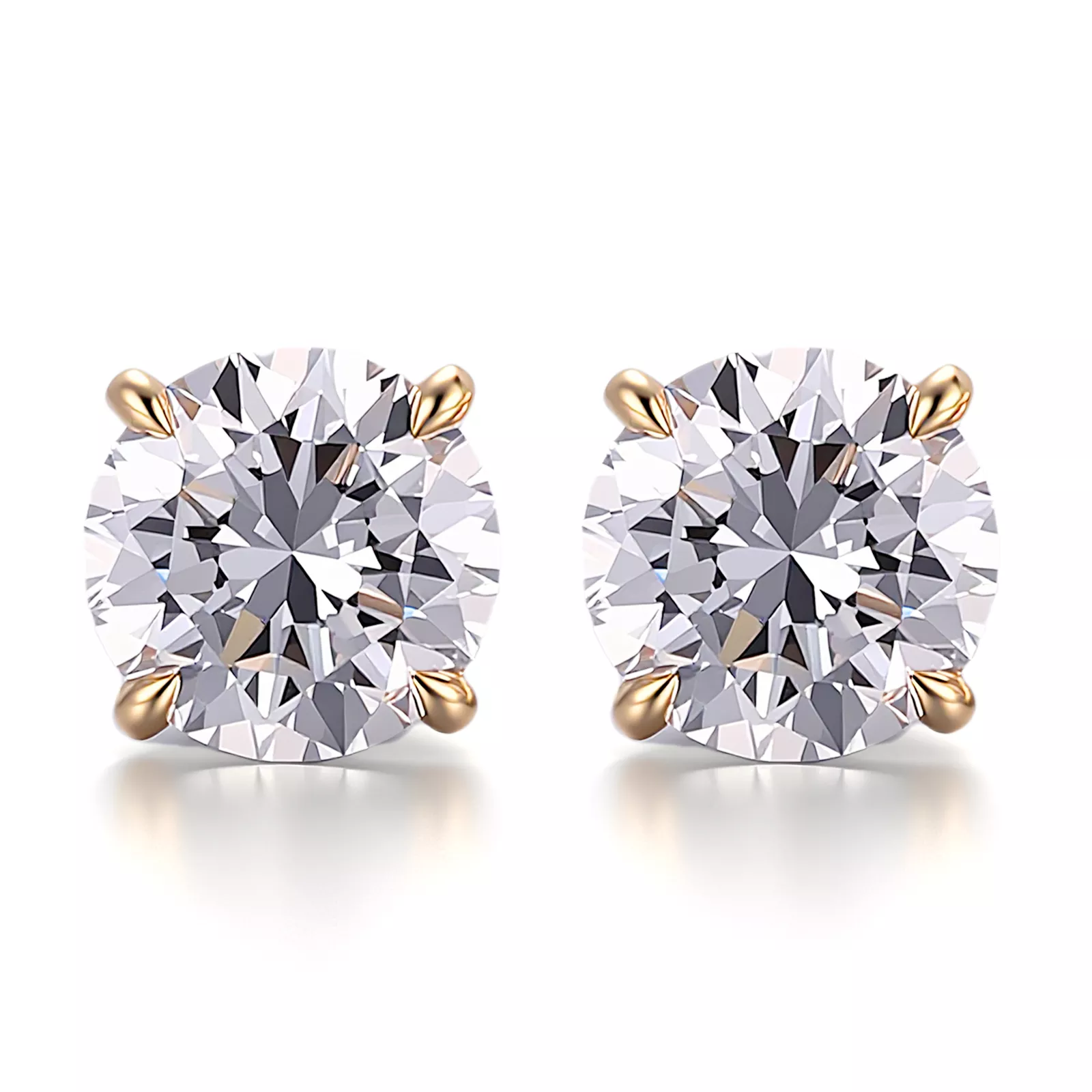 IMG_2667 Classic Round Lab Diamond Stud Earrings in 18k Yellow Gold | With UFO Earring Backs - Image 1