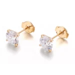 Classic Round Lab Diamond Stud Earrings in 18k Yellow Gold | With UFO Earring Backs - Image 3