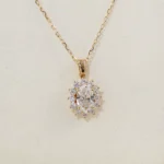Oval Lab Diamond Pendant | 1.5ctw Oval Lab Diamond in 18K Gold with Stardust Halo(Pendant Only) - Image 5