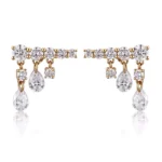 Waterfall Pear & Round Lab Diamond Stud Earring in 18k Yellow Gold(Earring backs not included)