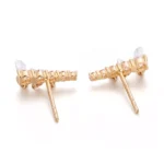Waterfall Pear & Round Lab Diamond Stud Earring in 18k Yellow Gold(Earring backs not included) - Image 3