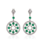 18K Art Deco Emerald Medallion Drop Earrings(Earring backs not included)