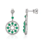 18K Art Deco Emerald Medallion Drop Earrings(Earring backs not included) - Image 2