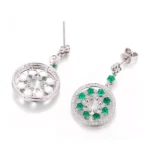 18K Art Deco Emerald Medallion Drop Earrings(Earring backs not included) - Image 3