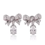 Pavé Lab Diamond Bow Drop Earrings with Oval Cut Dangle(Earring backs not included)