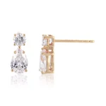 Pear & Round Lab Diamond Drop Earrings in 18k Yellow Gold(Earring backs not included) - Image 2