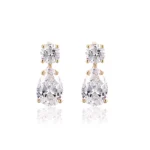 Pear & Round Lab Diamond Drop Earrings in 18k Yellow Gold(Earring backs not included)