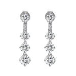 Classic Round Lab Diamond Dangle Earrings in 18k White Gold(Earring backs not included)