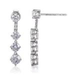 Classic Round Lab Diamond Dangle Earrings in 18k White Gold(Earring backs not included) - Image 2