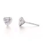 Solitaire Heart Cut Lab Diamond Stud Earrings in 18k White Gold(Earring backs not included) - Image 2