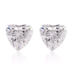 Solitaire Heart Cut Lab Diamond Stud Earrings in 18k White Gold(Earring backs not included)