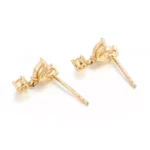 Marquise Leaf & Round Lab Diamond Drop Earrings in 18k Yellow Gold(Earring backs not included) - Image 3