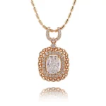 Radiant Cut Lab Diamond Halo Pendant with Rope Frame | Pendant Only